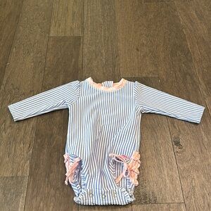 Ruffle Butts Blue & White Striped One Piece Bathing Suit